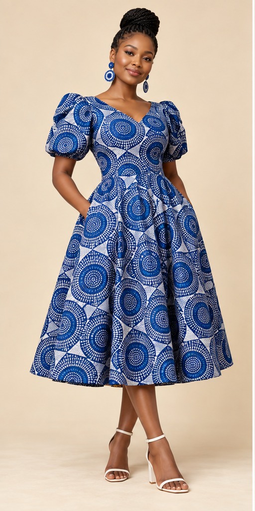 Illustrative blue traditional dress